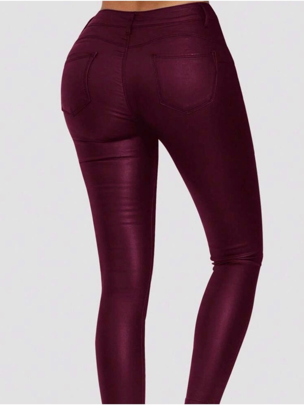 Apperloth Burgundy Faux Leather Fleece Lined Skinny Jeans NWT — Size Small